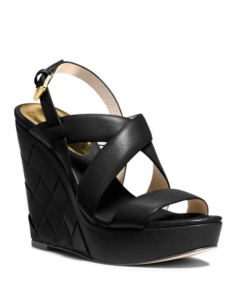 michael kors black platform|Michael Kors platform wedge sandals.